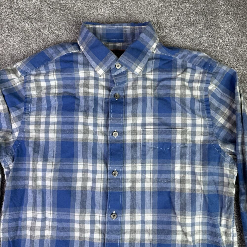 Untuckit Shirt Men’s Medium Blue Plaid Long Sleeve Button Down